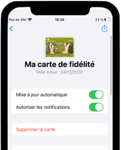 Phone screen that shows how to use loyalty card on a mobile phone