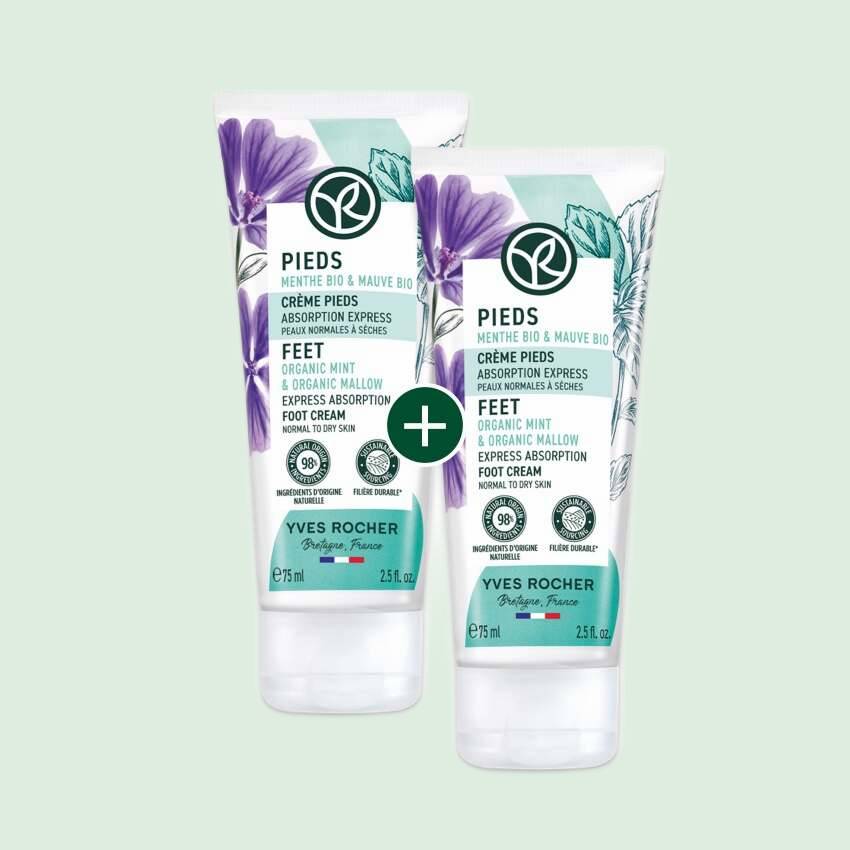 1+1 Crème Pieds à la menthe bio et à la mauve bio